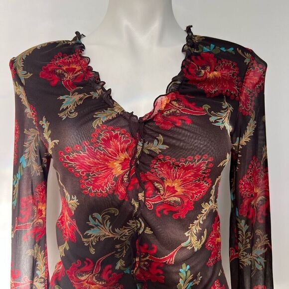 Express Y2K Floral Mesh Long sleeve top - Picture 9 of 10